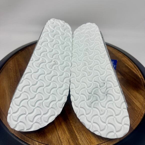 Birkenstock Arizona Gator Gleam Silver Slides Narrow Size 38 Women's 7 - Picture 7 of 8